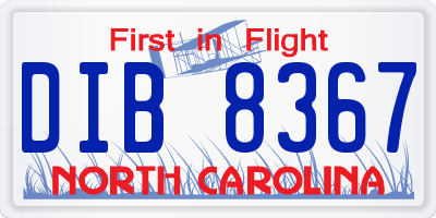 NC license plate DIB8367
