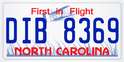 NC license plate DIB8369