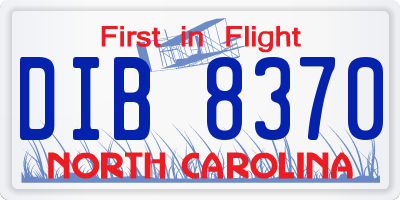 NC license plate DIB8370