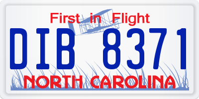 NC license plate DIB8371