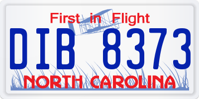 NC license plate DIB8373