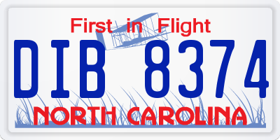 NC license plate DIB8374