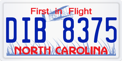 NC license plate DIB8375
