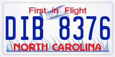 NC license plate DIB8376