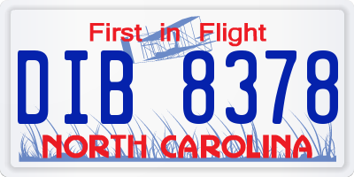 NC license plate DIB8378