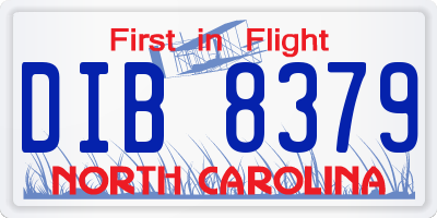 NC license plate DIB8379