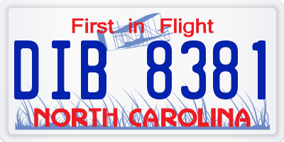 NC license plate DIB8381