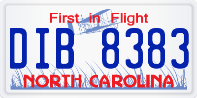 NC license plate DIB8383