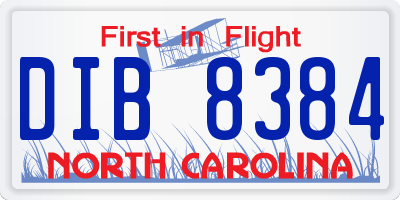 NC license plate DIB8384