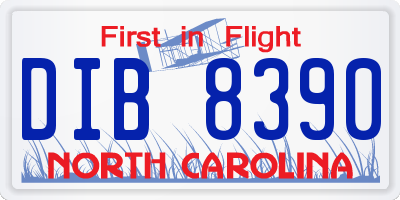 NC license plate DIB8390
