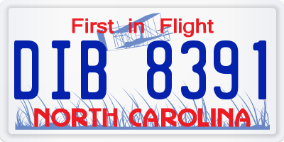 NC license plate DIB8391