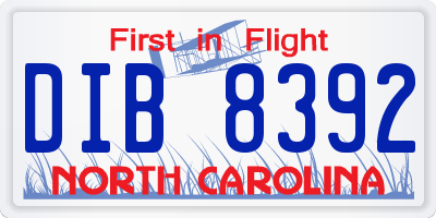 NC license plate DIB8392