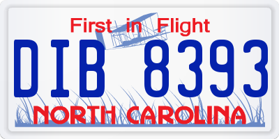 NC license plate DIB8393