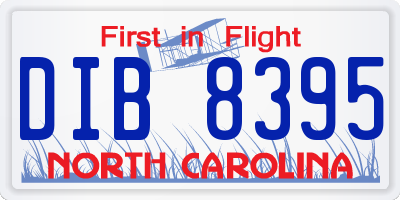 NC license plate DIB8395