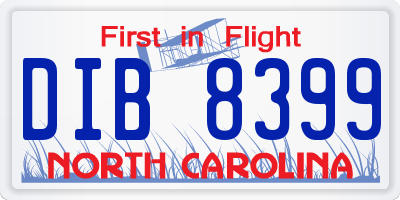 NC license plate DIB8399