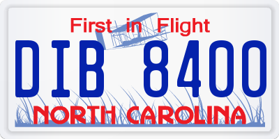 NC license plate DIB8400