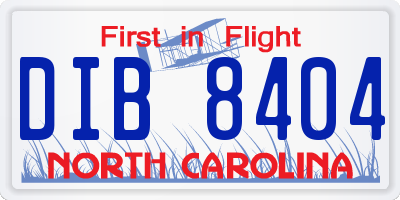 NC license plate DIB8404