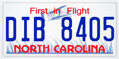 NC license plate DIB8405