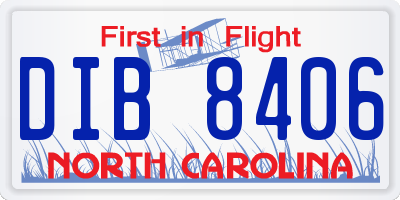 NC license plate DIB8406