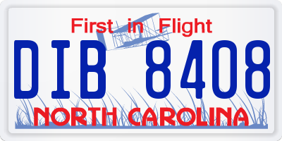 NC license plate DIB8408