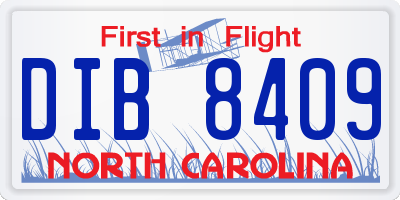NC license plate DIB8409