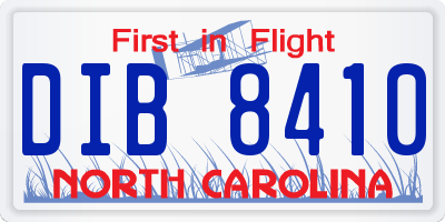 NC license plate DIB8410