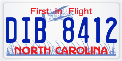 NC license plate DIB8412