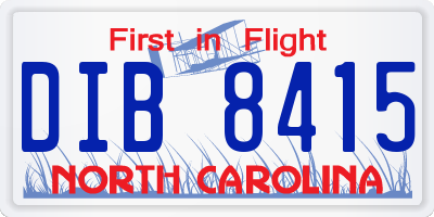 NC license plate DIB8415