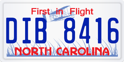 NC license plate DIB8416