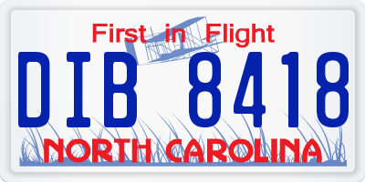 NC license plate DIB8418