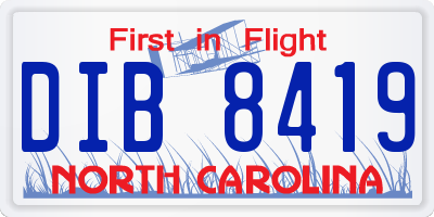 NC license plate DIB8419