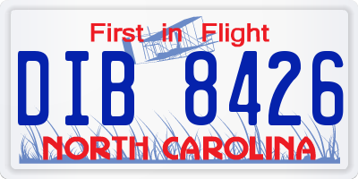NC license plate DIB8426