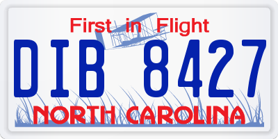 NC license plate DIB8427