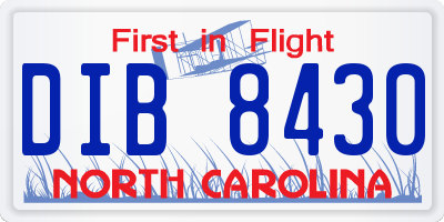 NC license plate DIB8430