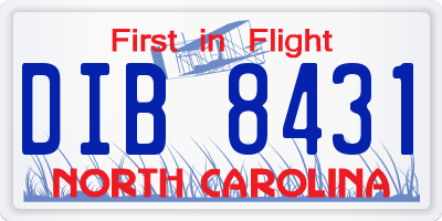 NC license plate DIB8431