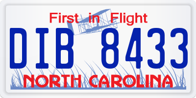 NC license plate DIB8433