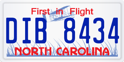 NC license plate DIB8434