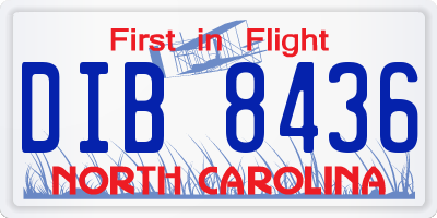 NC license plate DIB8436