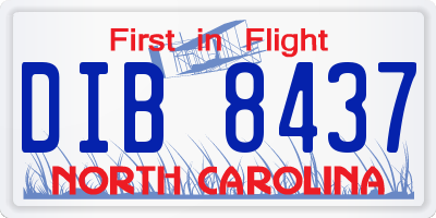 NC license plate DIB8437