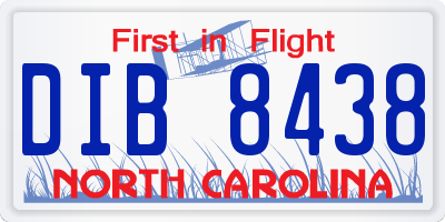 NC license plate DIB8438