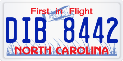 NC license plate DIB8442