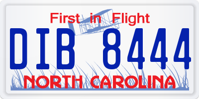 NC license plate DIB8444