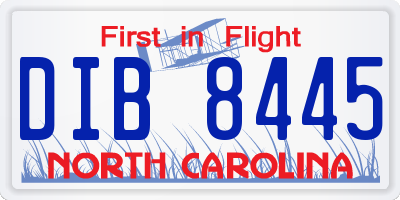 NC license plate DIB8445