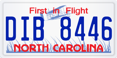 NC license plate DIB8446