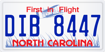 NC license plate DIB8447