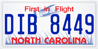 NC license plate DIB8449