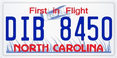 NC license plate DIB8450