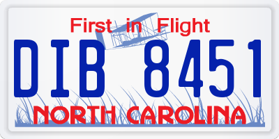 NC license plate DIB8451