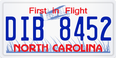 NC license plate DIB8452