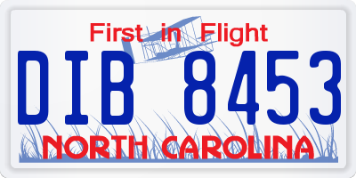 NC license plate DIB8453